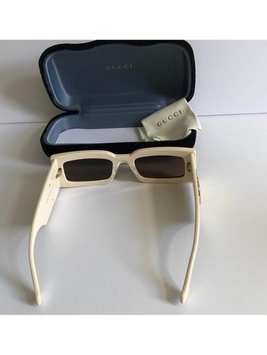 New Authentic Gucci GG1425s 004  Women\'s Cream Rectangular Sunglasses main image 5